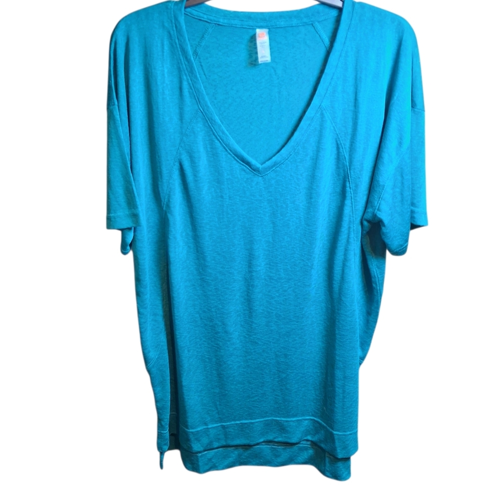 NWT MonoB Oversized Casual Top Sz L Teal Slight High-Low Athleisure - Picture 6 of 6